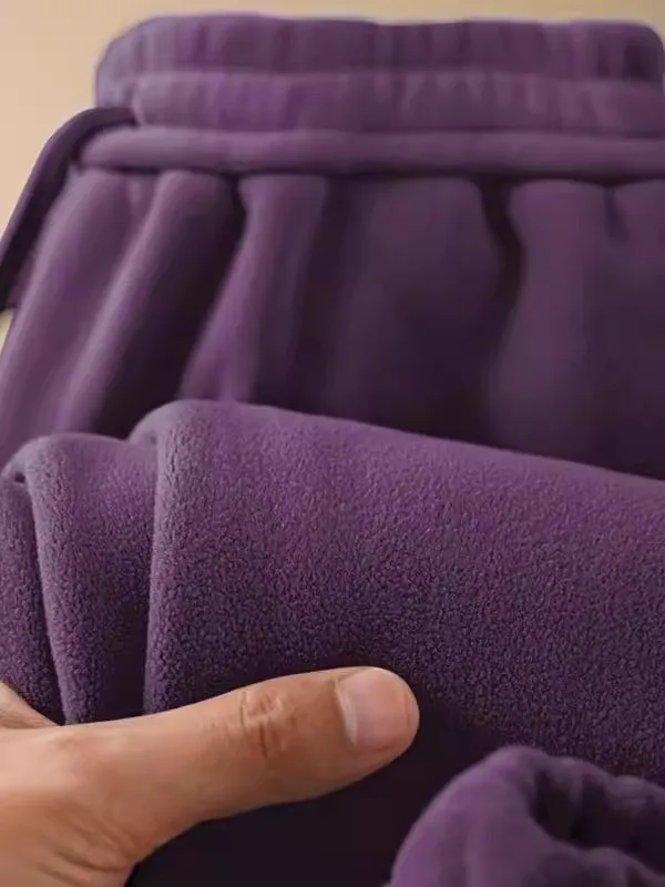 

Утепленные двусторонние флисовые брюки прямого кроя с манжетами для мужчин: повседневные, свободные, теплые, для осени и зимы