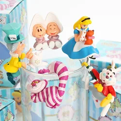 8Pcs/Set Anime Alice in Wonderland Figures The Edge Of Cup Alice Cheshire Cat White Rabbit Mad Hatter PVC Model Toys Kids Gift
