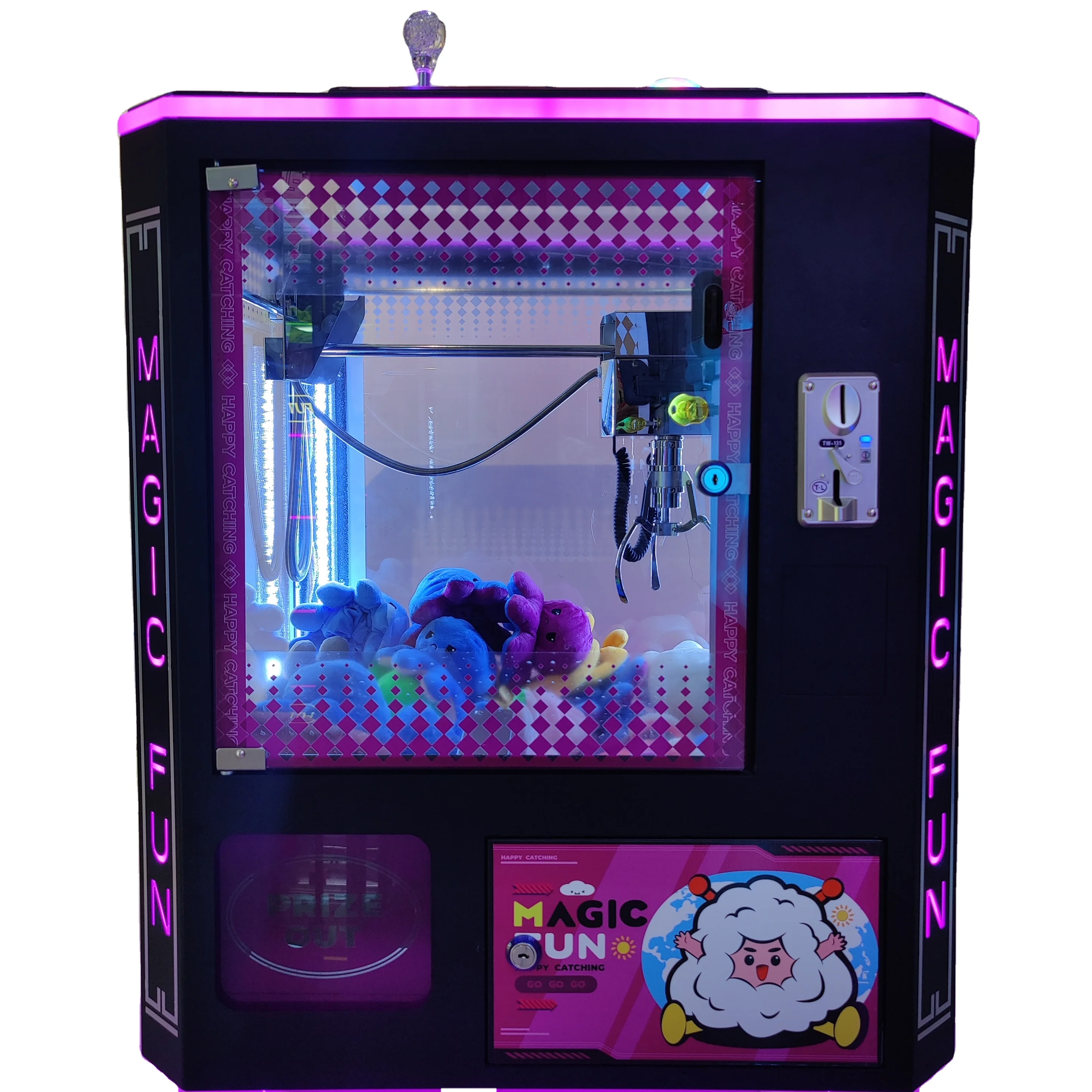 Claw Machine Game, Transparent Cube Shape, Arcade Toy Crane, Fun Vending Machine for Shopping Mall, Candy Grabber