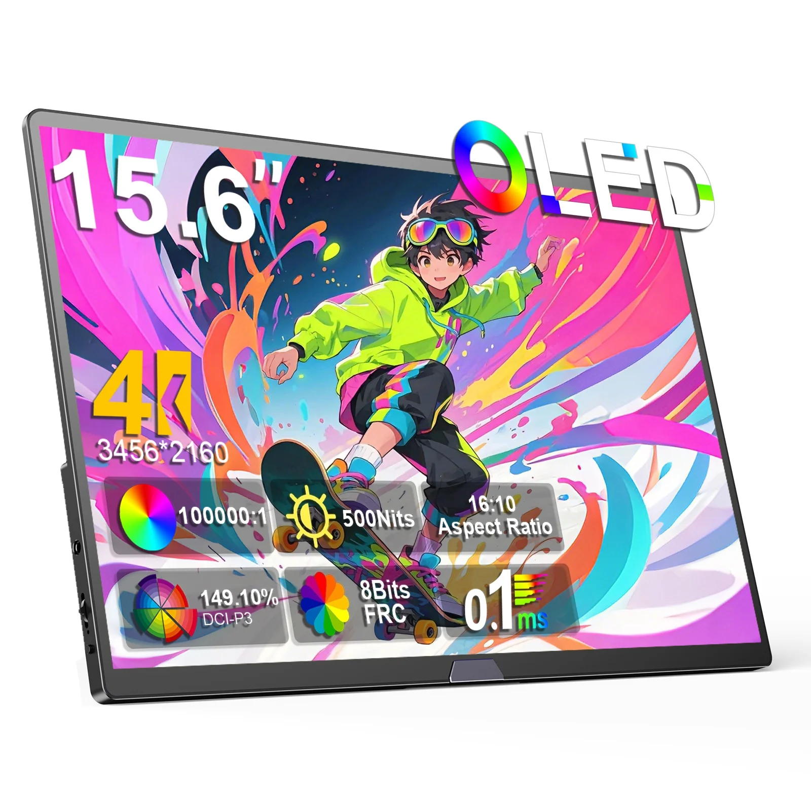 

UPERFECT 15.6 Inch OLED Portable Monitor 4K 500Nit Laptop Display USB-C HDMI Travel External Second Computer Screen With VESA