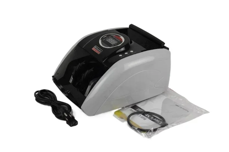 

Currency counter, banknote detector, euro, dollar counter, with purple light