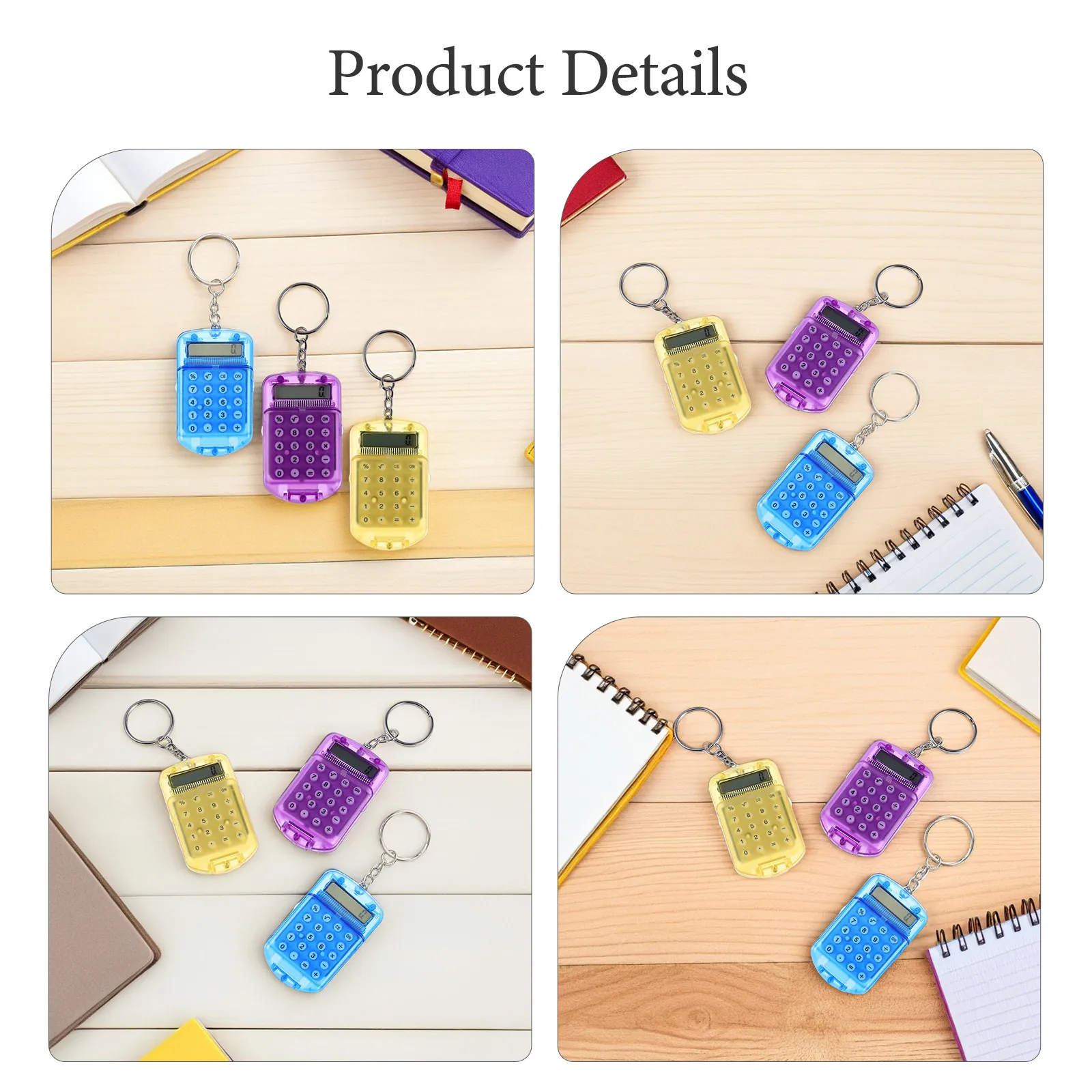 3Pcs Mini Portable Calculator Keyring Small Size Pocket Electronic Calculator for School Office Nursing Back to School