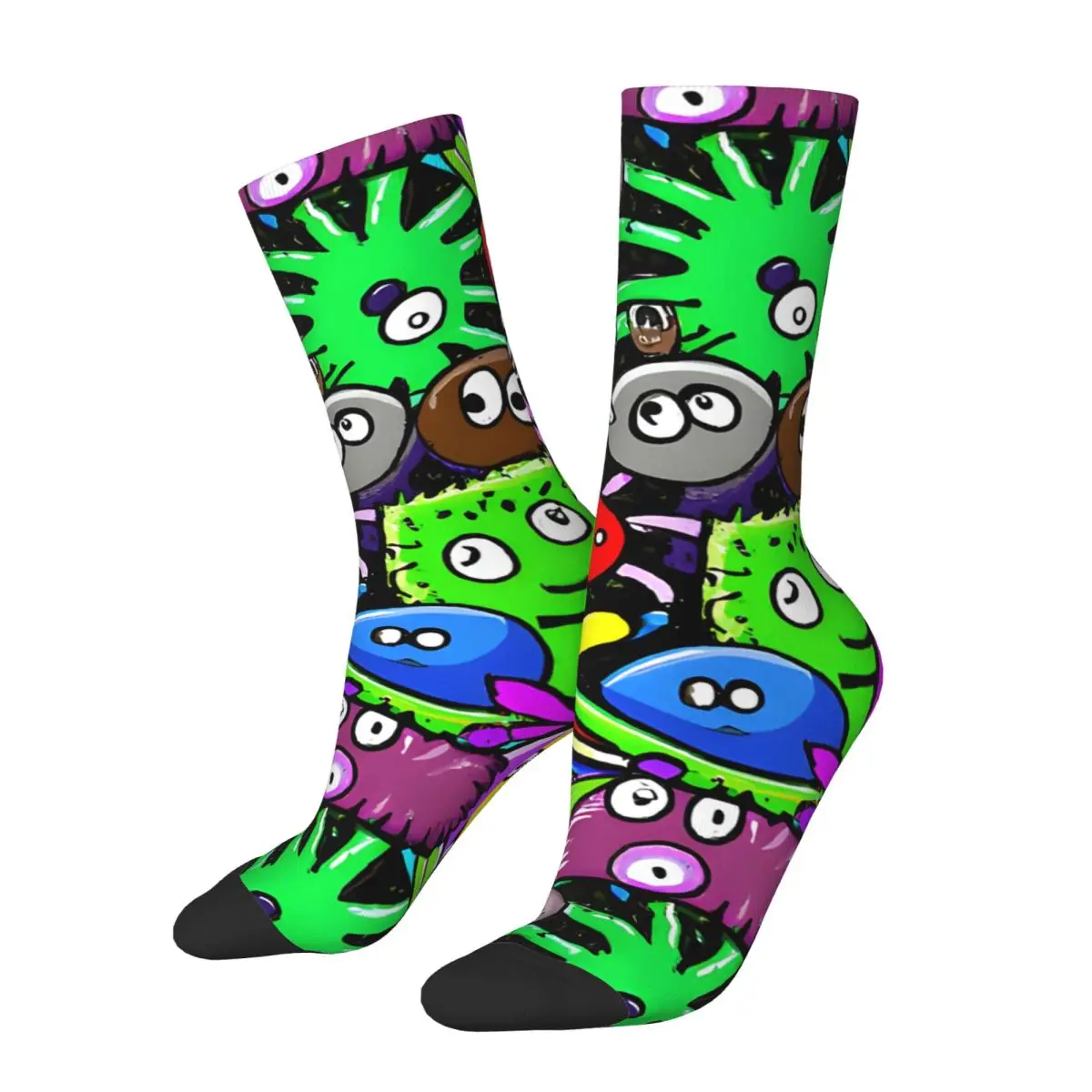 Crazy compression Creature Doodles 10 Sock for Men Harajuku Quality Pattern Crew Sock Casual