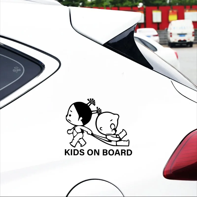 Pegatina de coche de advertencia para niños, bebé a bordo, ventana divertida para carrocería de niño, accesorios exteriores de automóviles, calcomanía de vinilo, 19cm * 15cm PVC KK