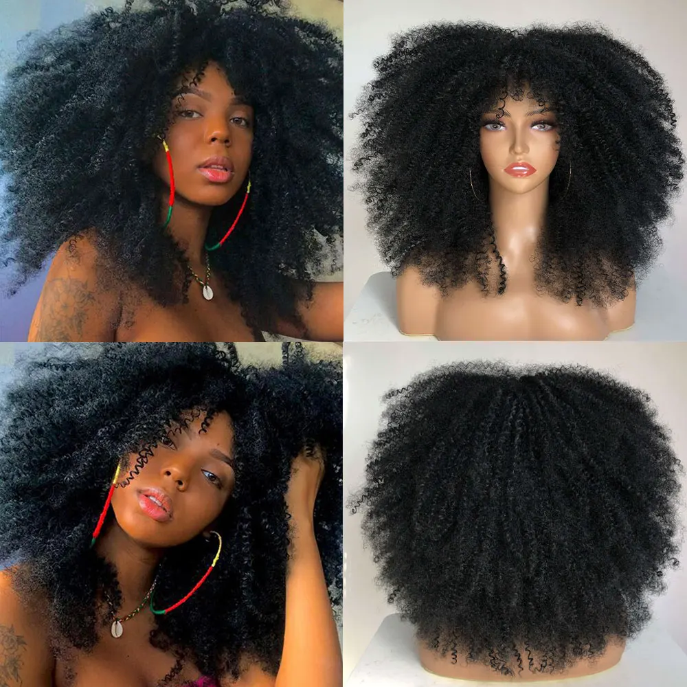GEMBON Hair Brown Copper Ginger Short Curly Synthetic Wigs for Women Natural Wigs With Bangs Heat Resistant Cosplay Hair Ombre