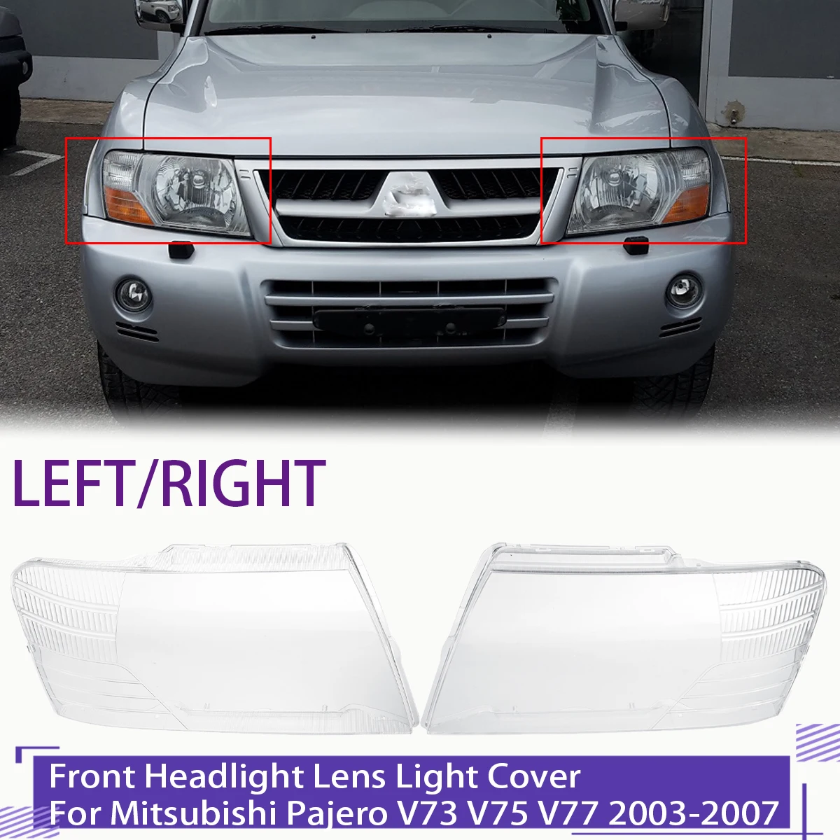 

Car Head Light Lamps Shell Lampshade Lampshade Headlight Cover Lens Glass For Mitsubishi Pajero V73 V75 V77 2003-2007 1/2PCS