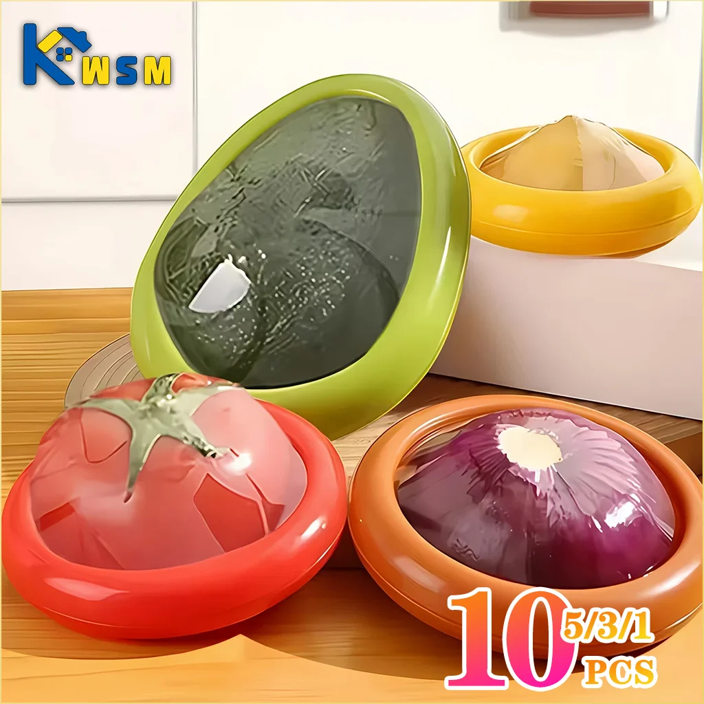 1-10PCS Silikon Lebensmittel Lagerung Container Doppelseitige Deckel Mini Kühlschrank Organizer für Obst Gemüse Frisch Halten Küche box