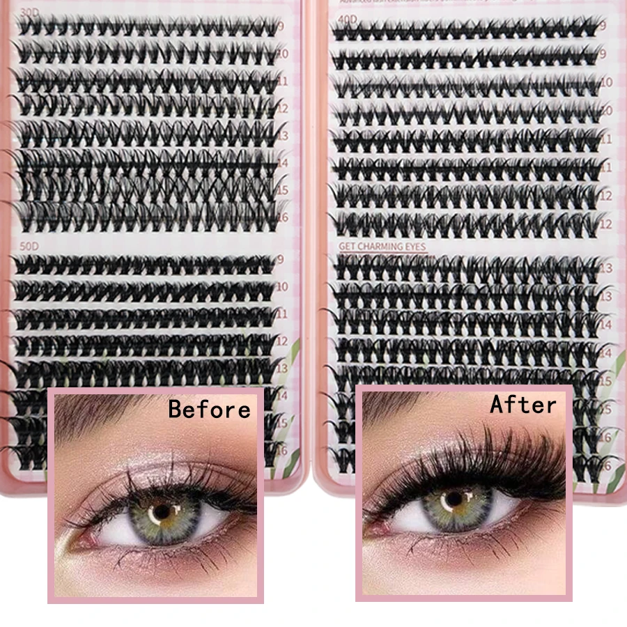 Pink640 Wimper Extensie Kit 304050d Lash Clusters D Curl 9-16Mm Individuele Wimpers Met Binding En Afdichting Pincet En Wimperverwijderaar