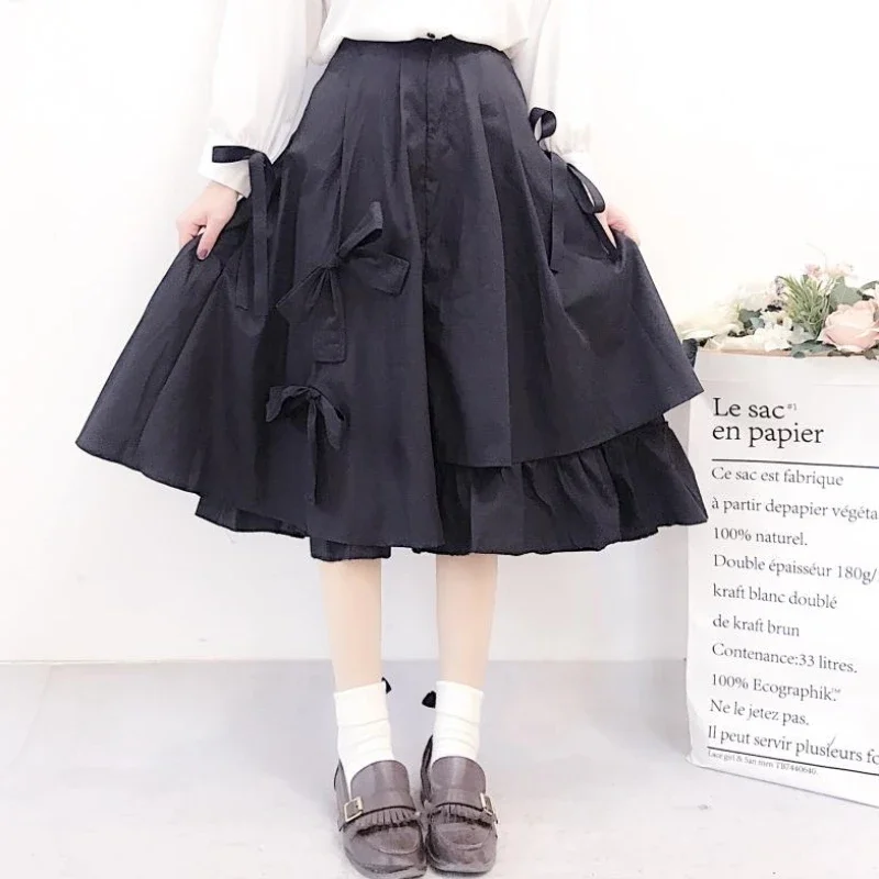 

Women Lolita Tutu Skirt Mori Girl Gothic Black Bow Tiered Skirt 2023 Preppy Style Japanese Harajuku Kawaii Skirts Cute Y2k Women