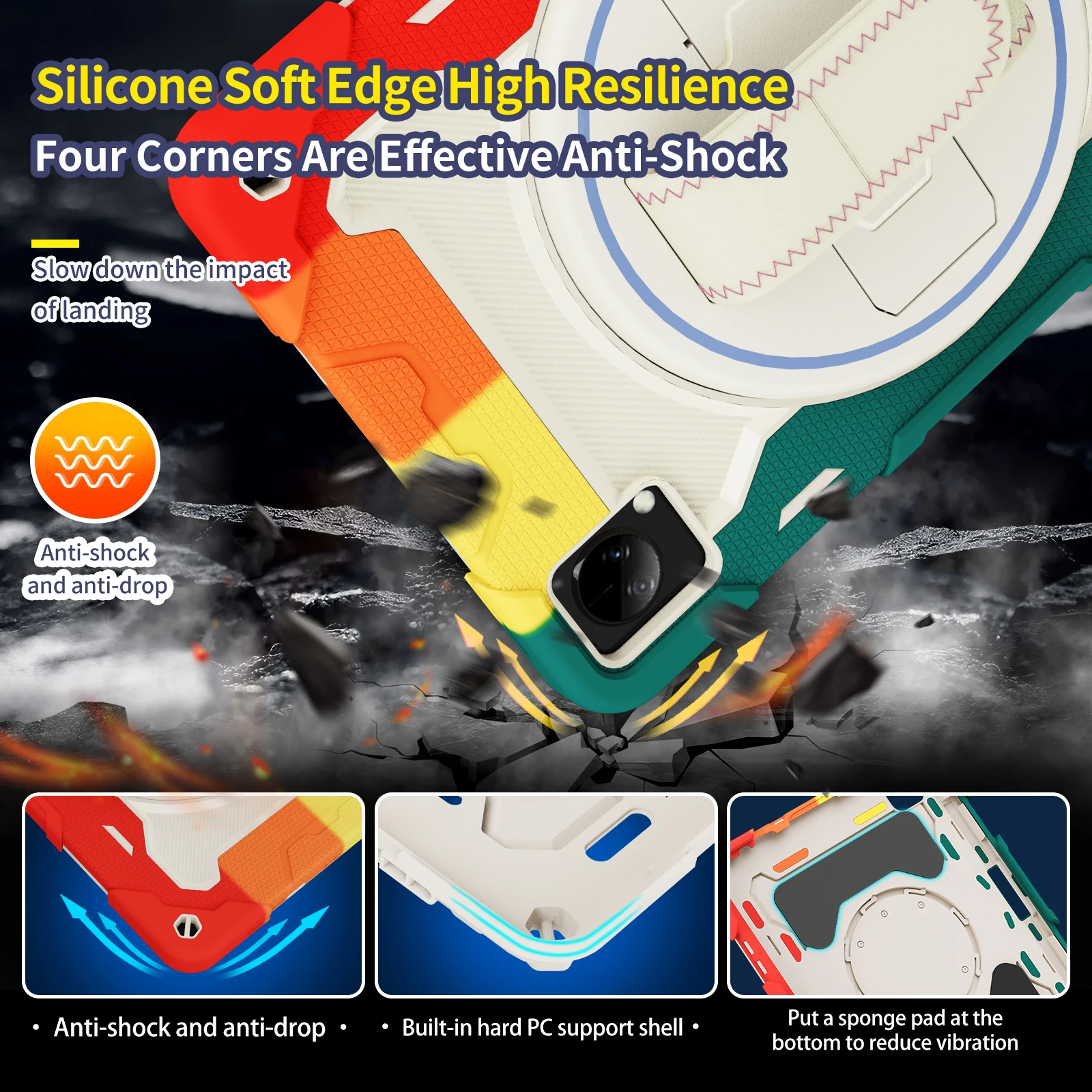 Shockproof for Vivo Pad 11 PC+Silicon Material hybrid 3-layer protection stand Cover With Hand Strap