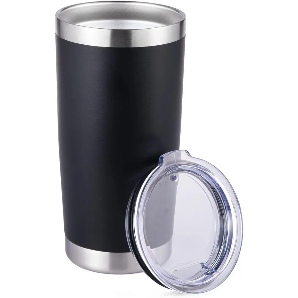 

20oz Insulated Tumblers with Lid Stainless Steel Double Wall Tumbler Travel Coffee Cups Powder Coated Tapered Metal Thermal Mug