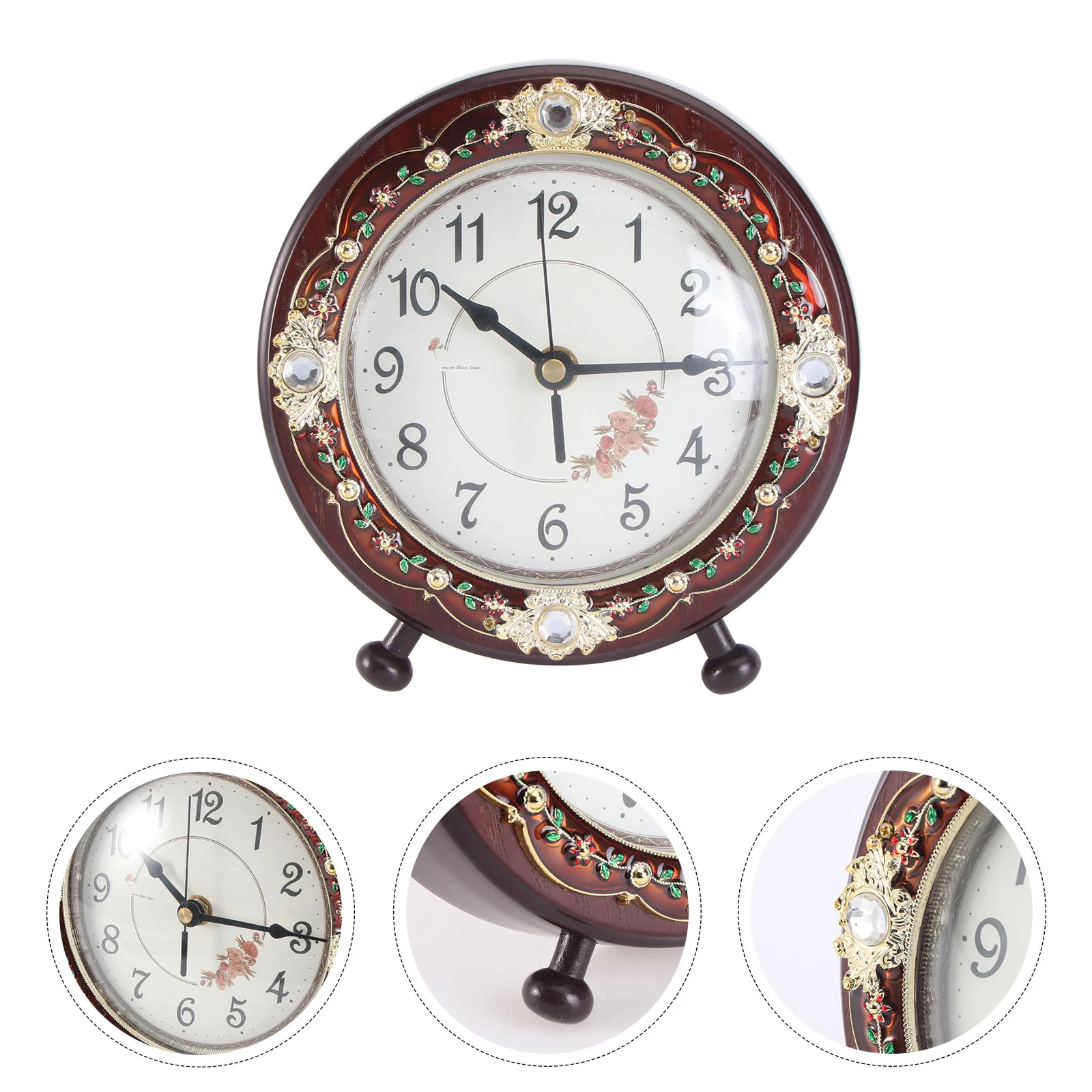 

Decoration Quartz Clock Retro Desk Ornament Desktop Brown Decorative Adornment Travel