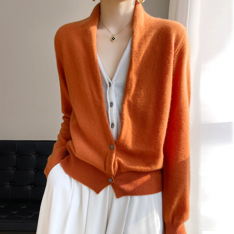 BELIARST 2023 Spring and Summer New Sweater 100% Pure Wool Knitted Fake Cardigan fFashion Korean Color Contrast Blouse