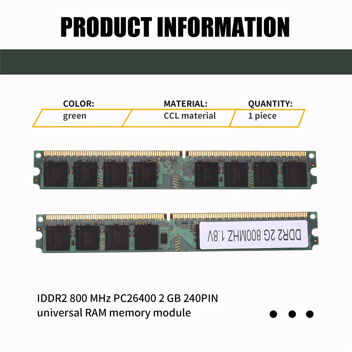 RIRI DDR2 800 МГц PC2 6400 2 ГБ 240 контактов для настольной оперативной памяти