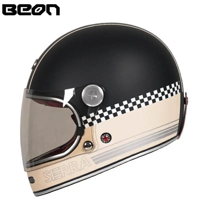 BEON Men\'s Women\'s Retro Full Face Motorcycle Helmet Motocross Motorcycle Running Helmets Capacete De Moto Casco Casque Cascos