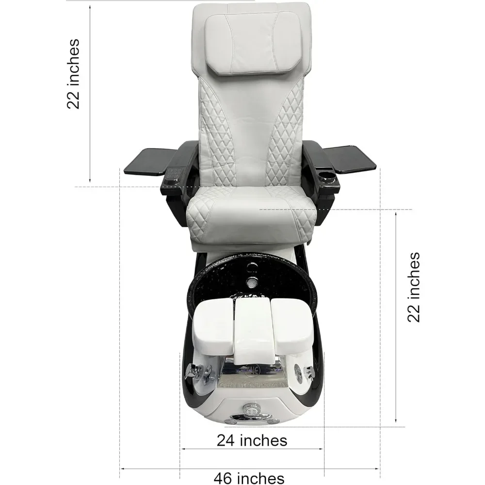 Pedicure Chair with Massage, Built-in Remote, Overflow Protection, 44"D x 44"W x 24"H Acetone-Resistant Leather,Pedicure Chair