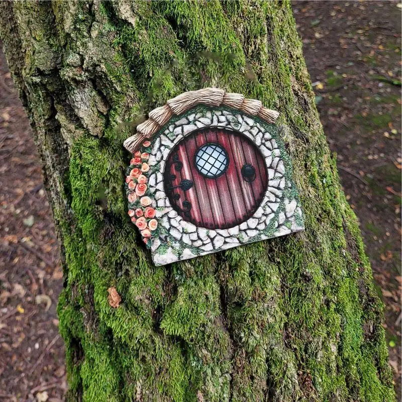 Mini porte d'elfe de jardin en bois nickel é, portes d'art de jardin pour arbres, maison, cour