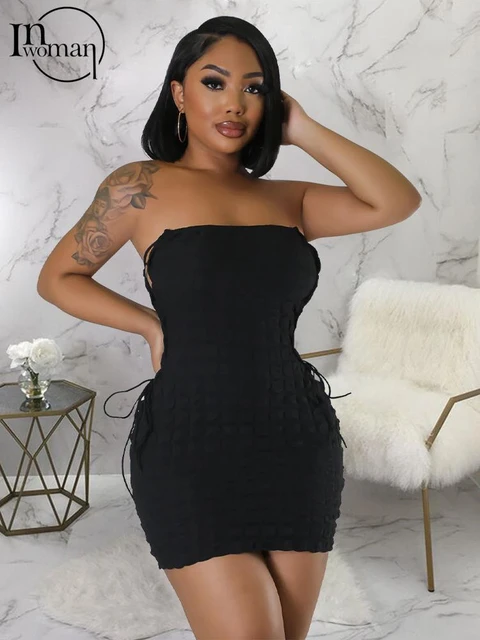 Inwoman Summer Sexy Black Mini Dresses Female Club Outfit For Women 2023 Sleeveless Slim Fit Bandage Short Dresses Women Dress AliExpress