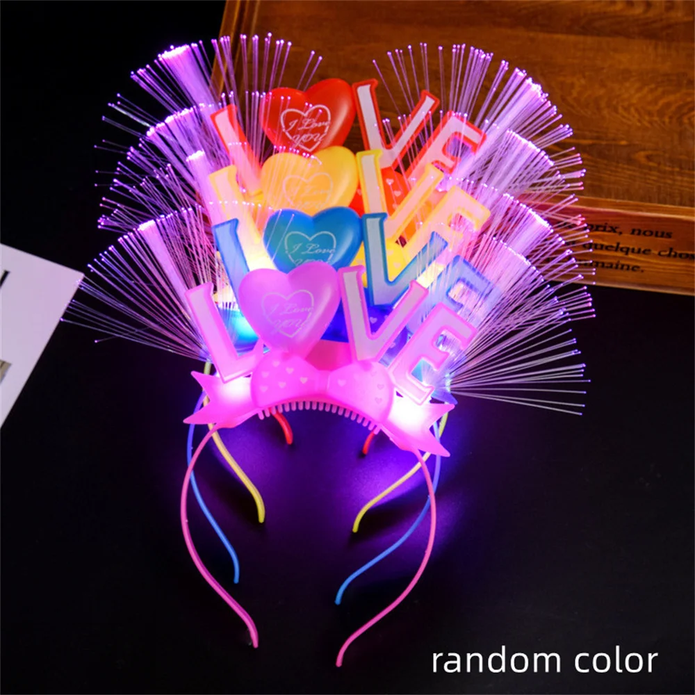 Digital Head Wearing Glowing Hair Strap Sparkling Fun Fiber Strap Creative Fashion New Year Party Props Happy New Year Strap