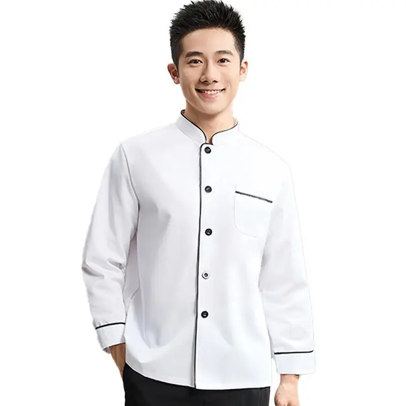 Chef's Work Clothes Men's Long Sleeved Hotpot Restaurant Dessert Baker's Jacket Chef's Uniform Personalization Embroidered Logo