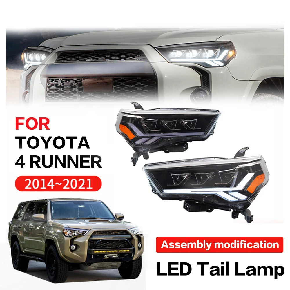 

For TOYOTA 4Runner 2014 2015 2016 2017 - 2021 LED Headlight High Beam Light Front Lamp Quality Retrofit Assemby Night Accessory