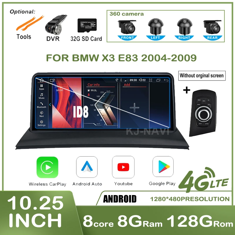 

10.25" Android 13 For BMW X3 E83 2004 - 2009 Carplay Car Stereo Radio with Bluetooth GPS Navigation Automotive Multimedia Player