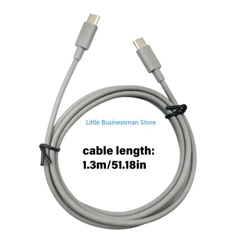 Graues Typ-C-Kopfhörerkabel 130 51 Zoll, Ersatzkabel zum Aufladen und Musik mit PVC-Abdeckung für Schreibtisch, Büro, Reisen – Detail 6