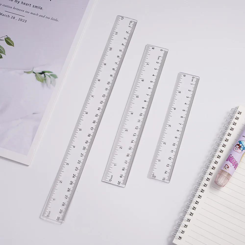 15/20/30cm Portable Transparent Ruler Cute Simple Style School Stationery for Students