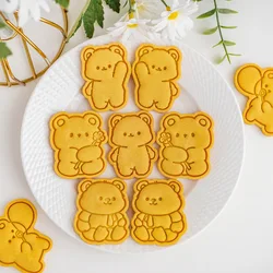 Cute Cartoon Bear Cookie Cutters Valentine's Day Biscuit Fondant Embossed Stamps Molds Cake Decorations Baking Tools