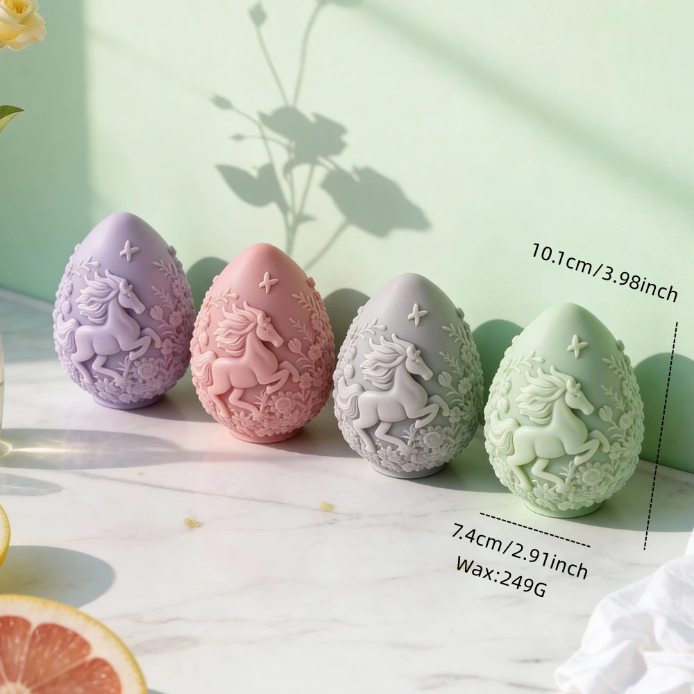 

DIY Easter Decoration Egg Candle Mold Horse Ball Candle Silicone Mold Horse Statue Silicone Soy Wax Mould