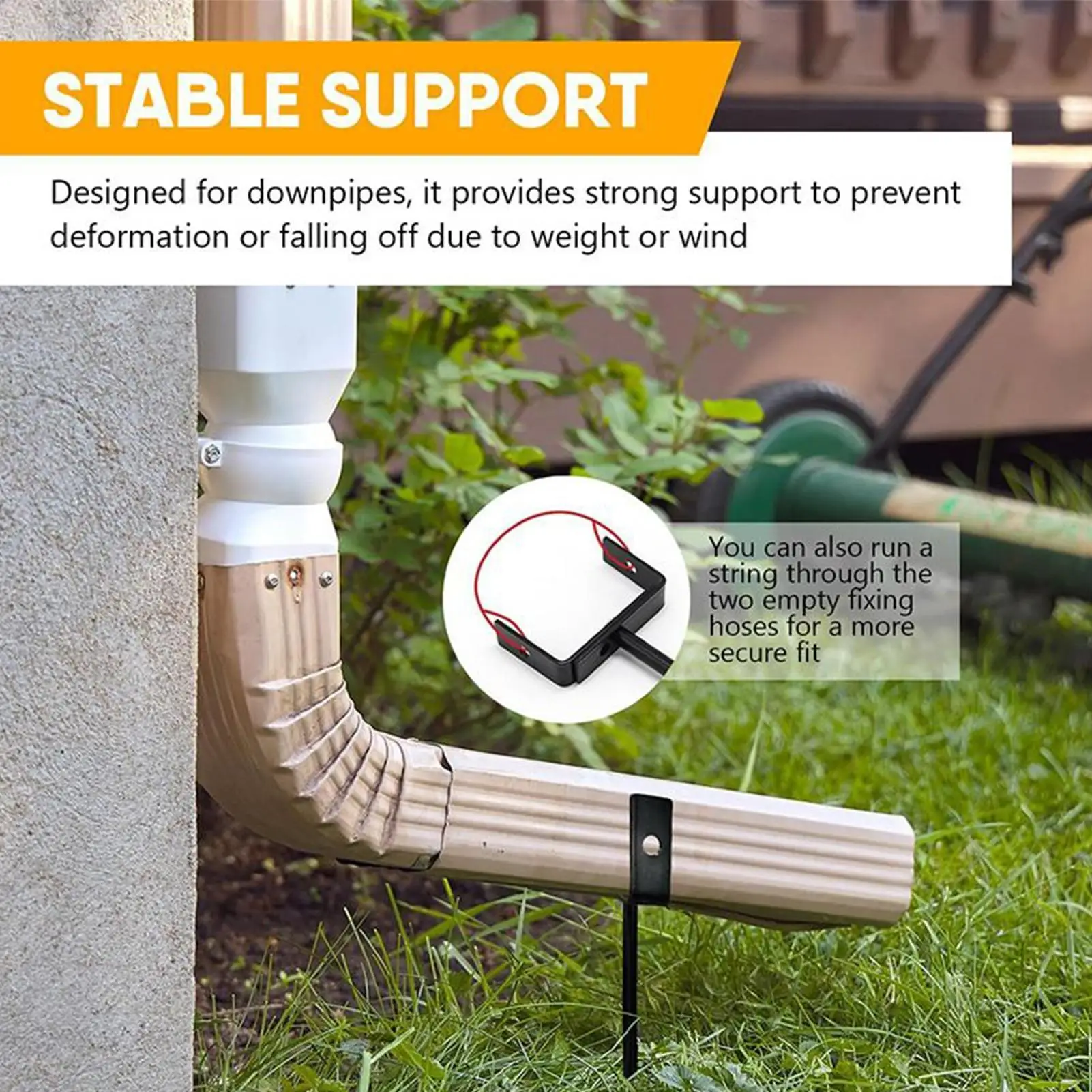 Downspout Support Stakes 2 Pieces Garden Downpipe Accessories Horizontal Gutter Stake For Landscapers Gardeners Handymen House
