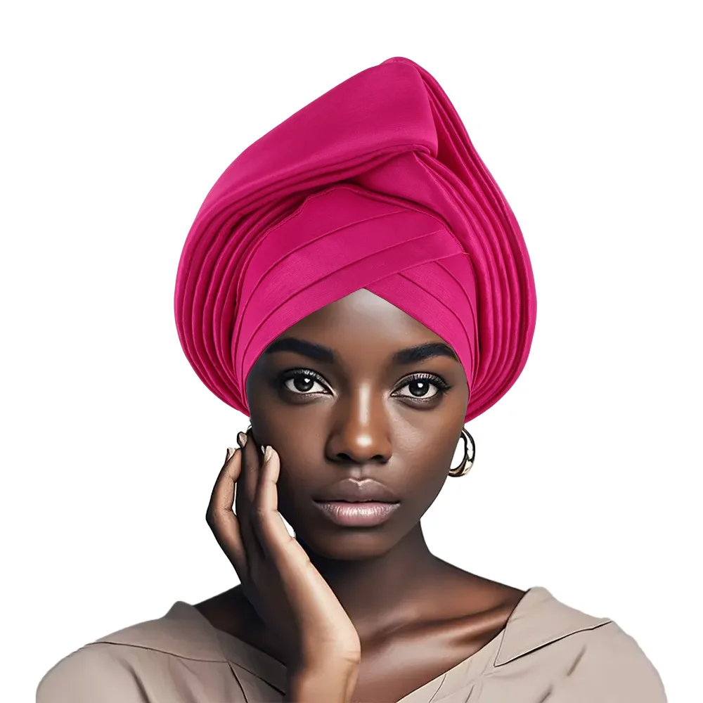 Female Head Wraps Headtie African Autogele Women's Turban Cap Nigeria Wedding Auto Geles Party Headpiece Already Made Head Ties