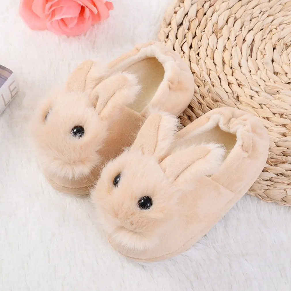 

Children Cotton Shoes Kids Home Slippers Boys And Girls Baby Cute Rabbit Ears Plush Ball Thickening Warm Indoor Shoes