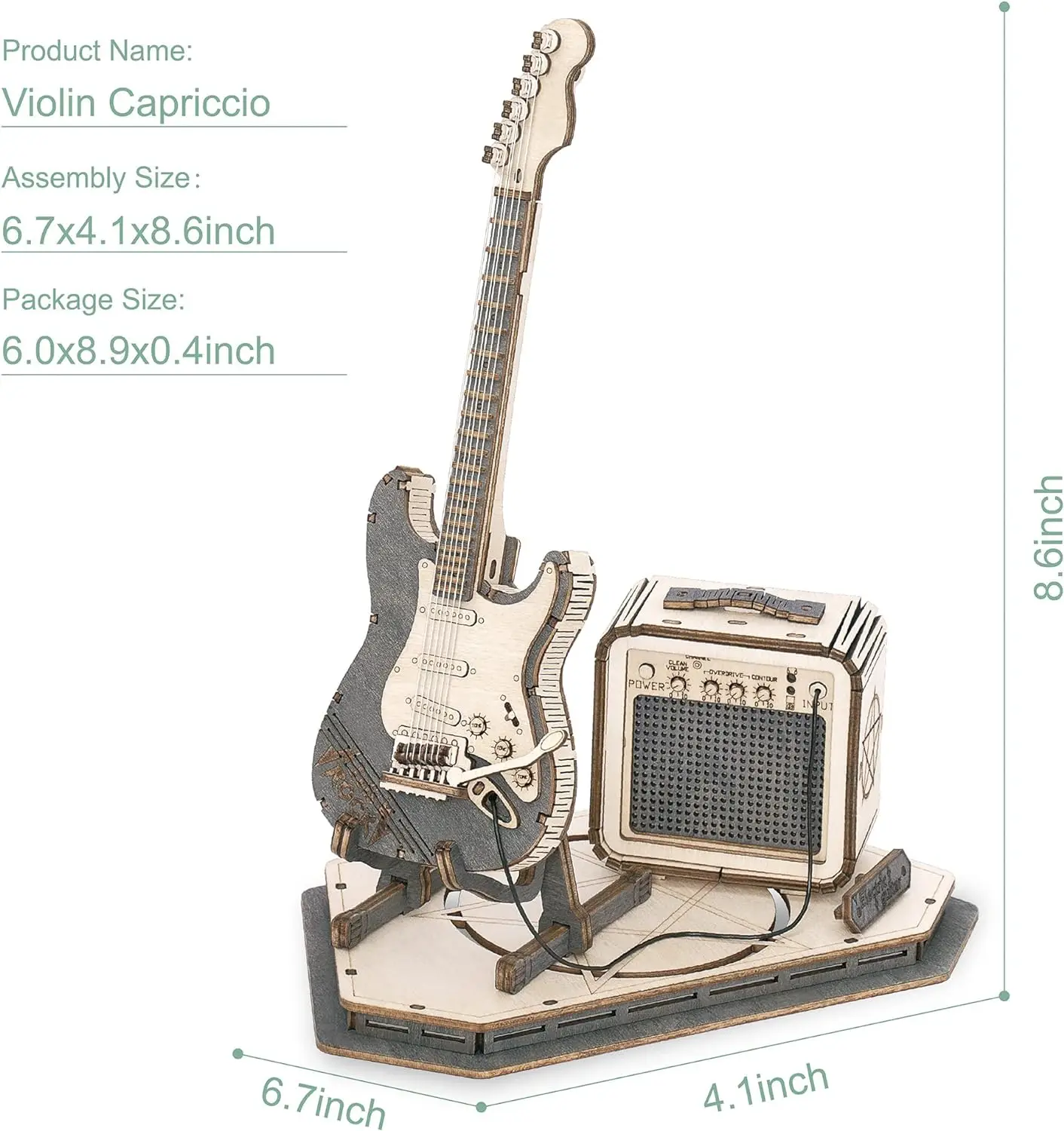 Wooden Guitar Model 3D Puzzle DIY Assembly Building Kit Creative Educational Toy Gift for Adults & Kids Christmas Present view 4