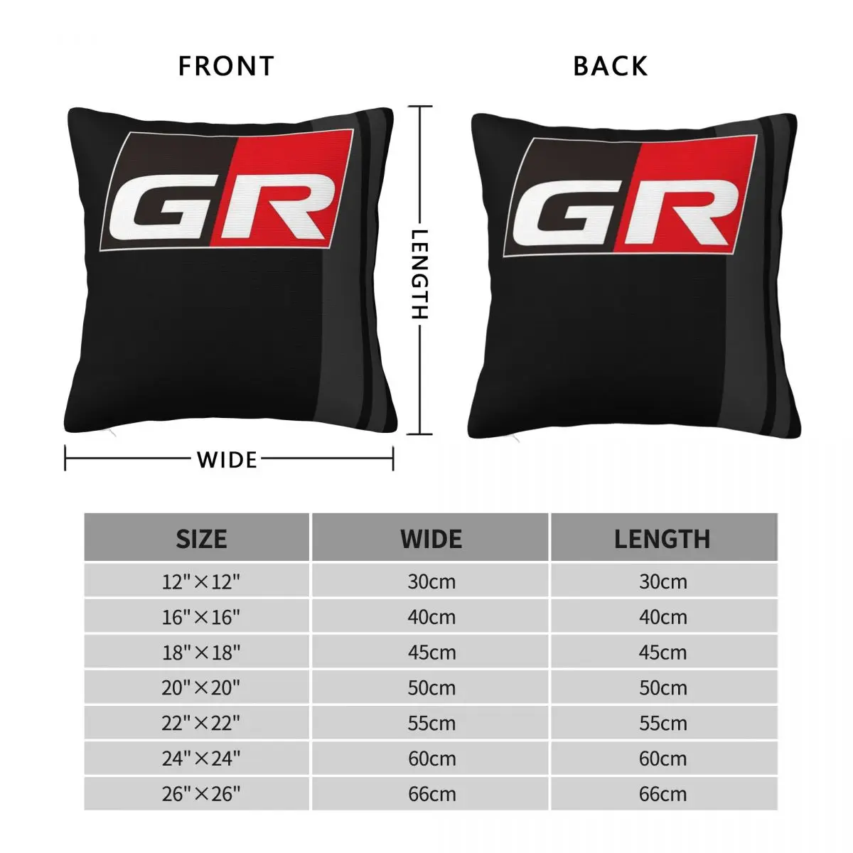 GR Yaris Supra Gazoo Racing Square Pillowcase Polyester Linen Velvet Pattern Zip Decor Car Cushion Cover 45x45