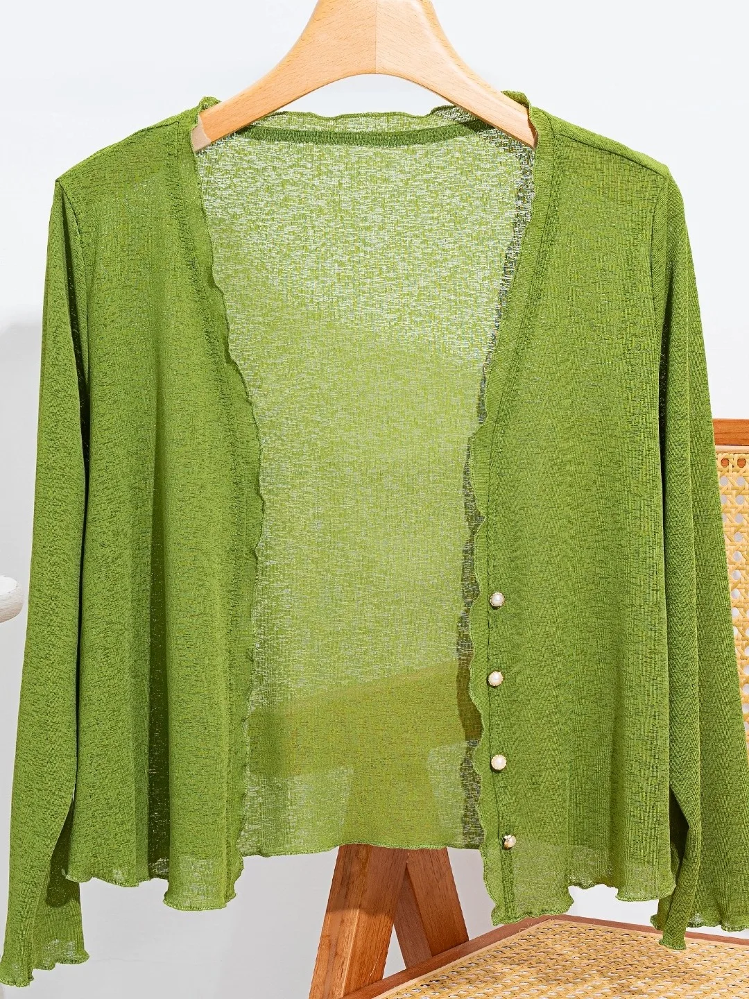 

Summer New Fashion plus Size Long Sleeve Shawl Cardigan Thin Sun Protection Short Coat Skirt Matching Outerwear Lace Shirt