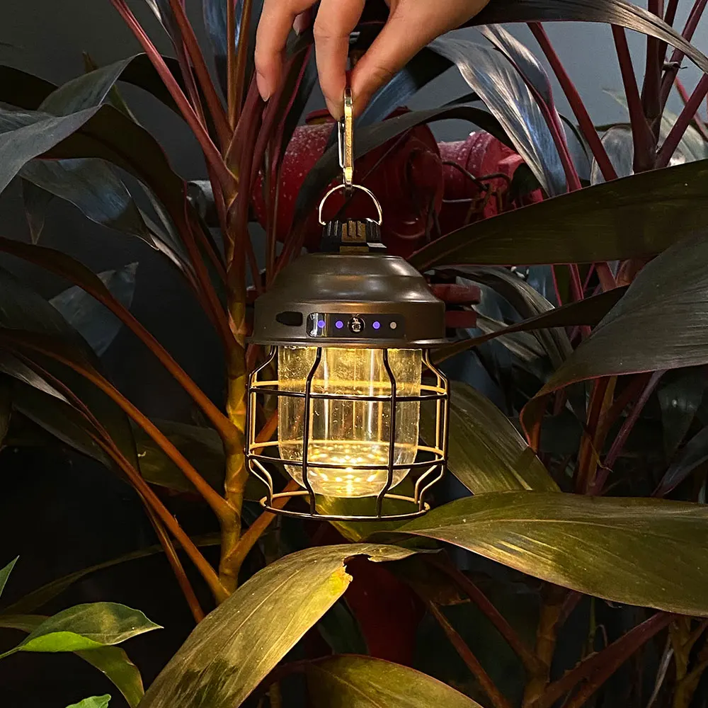 

European Style Portable Vintage Lantern Hanging Super Brightness LED Camping Light for Outdoor Lighting