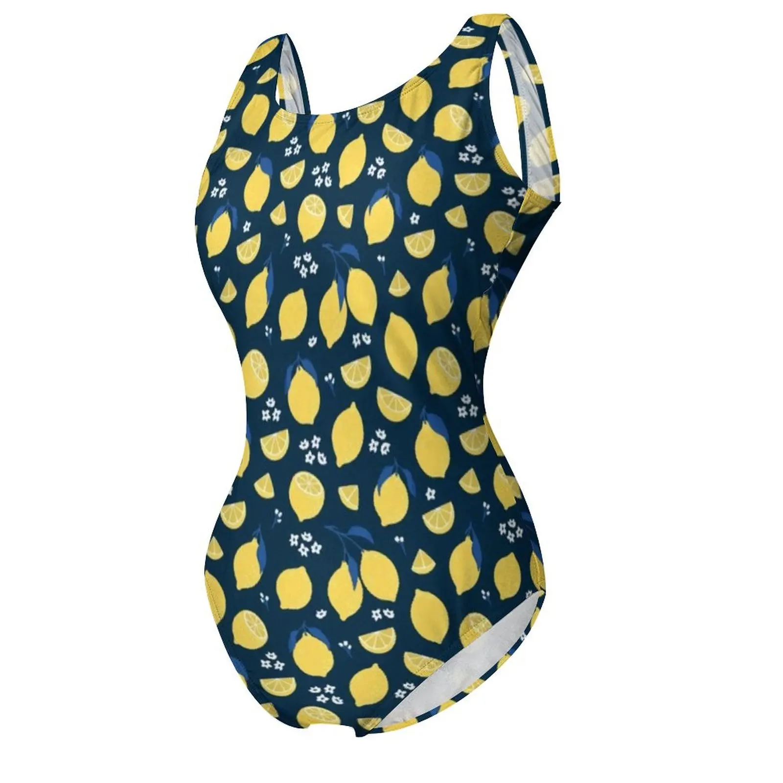 Yellow Fruit Print Swimsuit Lemon Push Up Swimwear One Piece Holiday Surf Bathing Suits Bodysuit Graphic Beach Outfits Plus Size