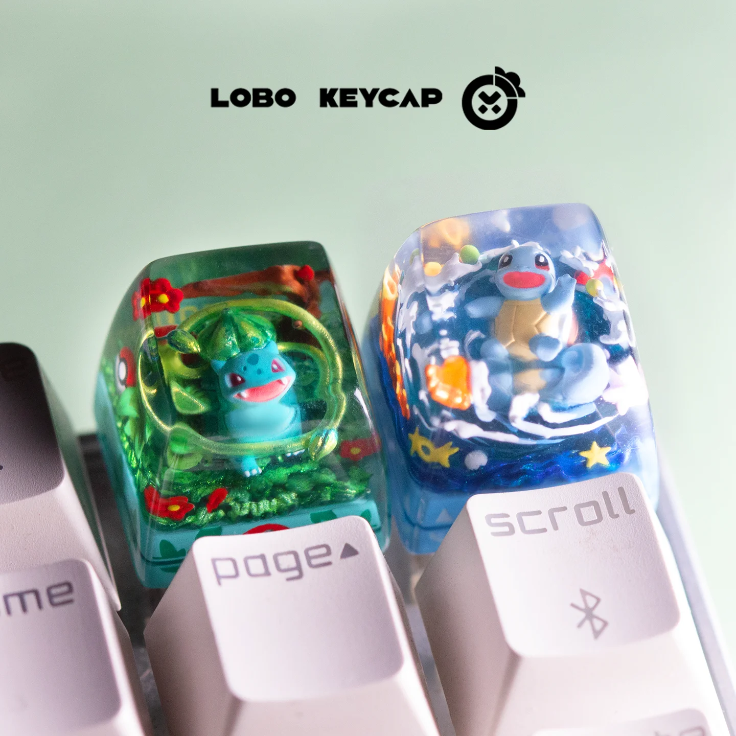 سلسلة PokéMon Bulbasaur Squirtle لوحة المفاتيح الميكانيكية شخصية نقل الضوء Keycap Esc بالتنقيط الغراء الحرفية الطرفية هدية #1