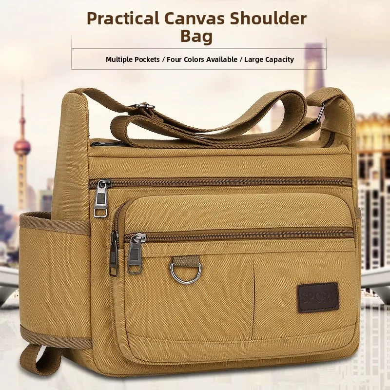 

Trendy Men's Canvas Bag Crossbody Bapa Casual Horizontal Men's Bag oulder Bag Diagonal Single oulder Bag