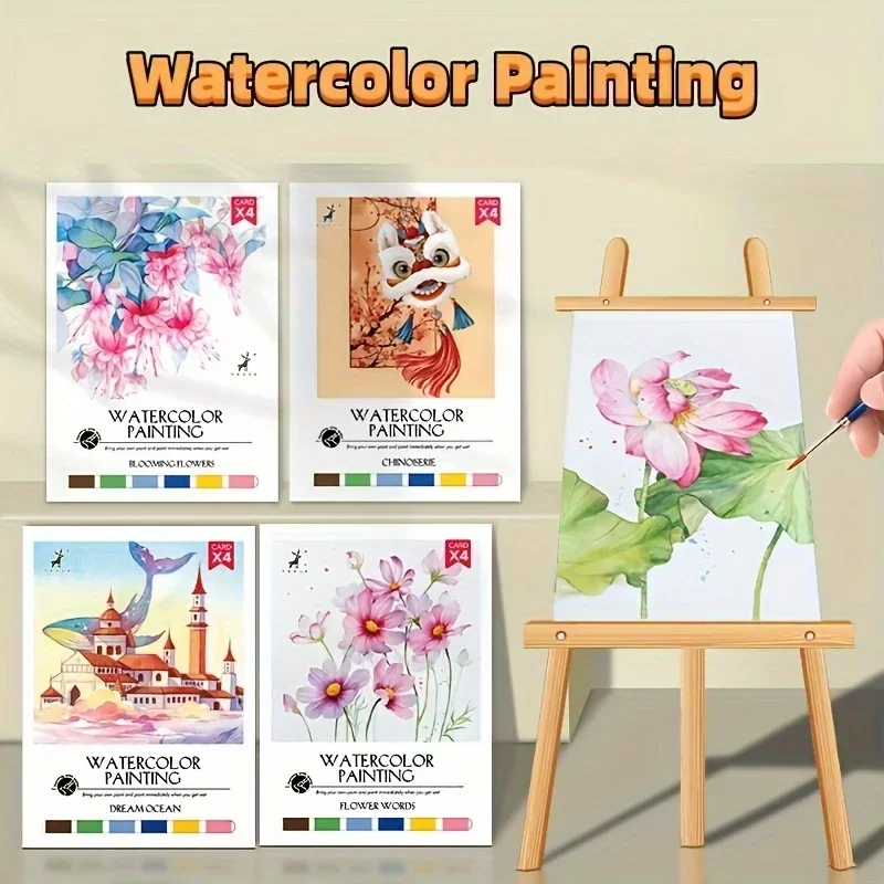 Stressabbau-Aquarell-Malbuch-Set DIY Angstlinderung Kunst-Malset Ideales Geschenk Schulbedarf Englische Bücher