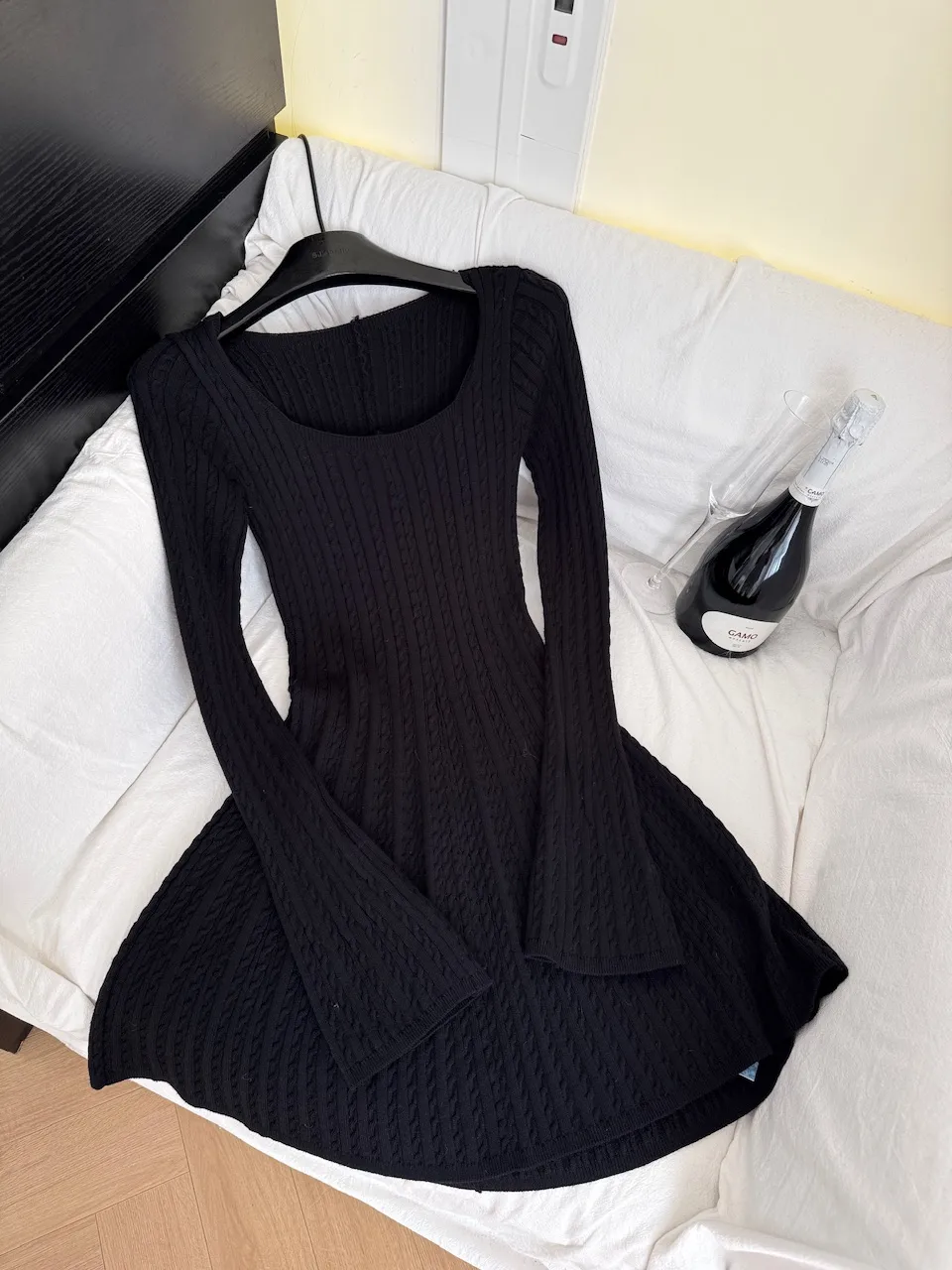 Solid Knitted Twist Sweater Dress Autumn Spring Casual Long Sleeve French Fashion Bodycon A Line Short Dress F377