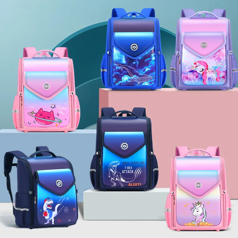 

2022 New School Bags For Boys Girls Primary School Student Shoulder Orthopedic Space Backpack Large Capacity Super Light Mochila