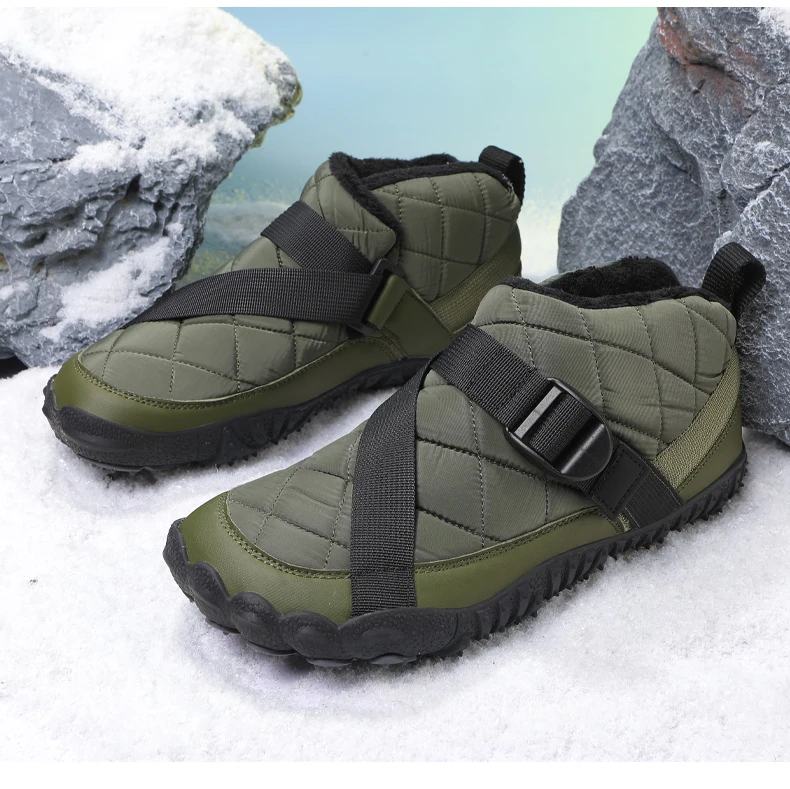 Winterstiefel für Damen und Herren, wasserabweisend, gesteppt, knöchelhoch, mit weichem, warmem Innenfutter, rutschfester Gummisohle, ideal zum Wandern und Spazierengehen. – Detail 6
