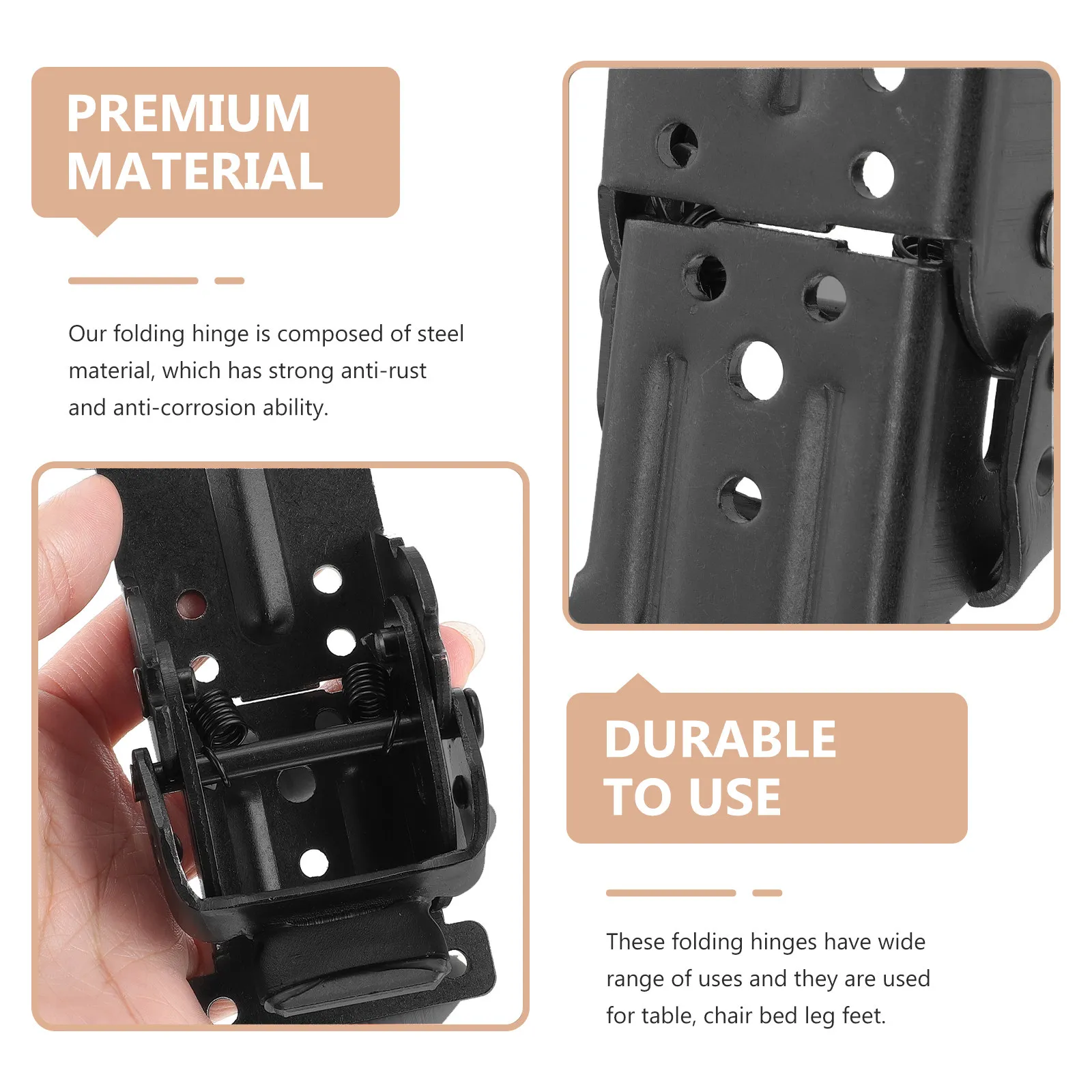 4Pcs Folding Table Hinge Steel Anti-Rust Locking Hinge for Table Legs Beds Chairs 90 to 180 Degree Foldable Support Bracket