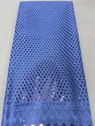 African Nigerian Sewing Guipure Embroidery Dresses, Sequins High Quality, Tulle Lace Fabric, 5Yards,Latest, 2024 cotton hz1189