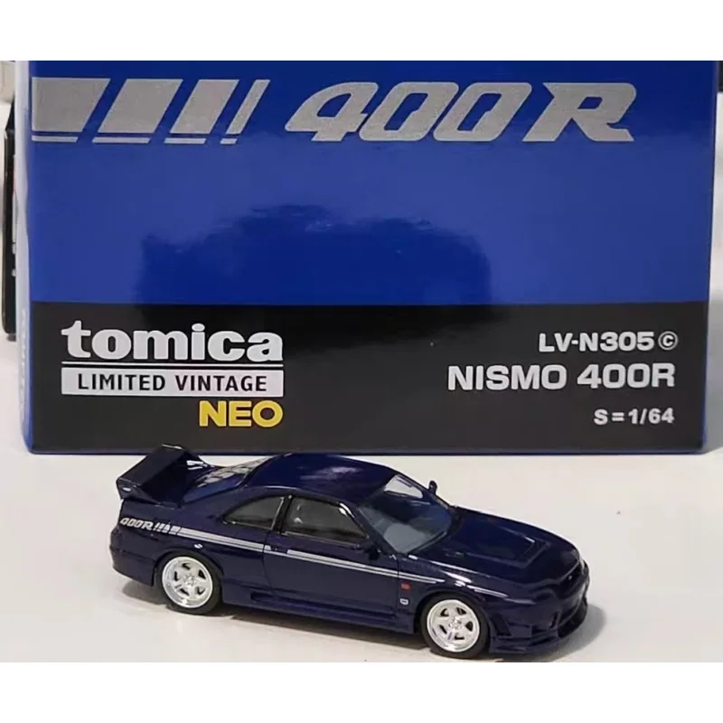 TOMYTEC TLV N305c GTR R33 NISMO 400R modelo de coche de simulación en miniatura fundido a presión de aleación azul, adornos para adultos, regalos para niños