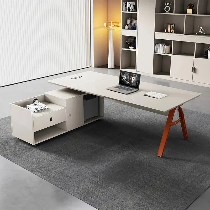 

Белые настольные аксессуары, офисный стол, минималистичный многофункциональный эстетический дизайнерский стол для руководителей, офисная мебель для комнаты