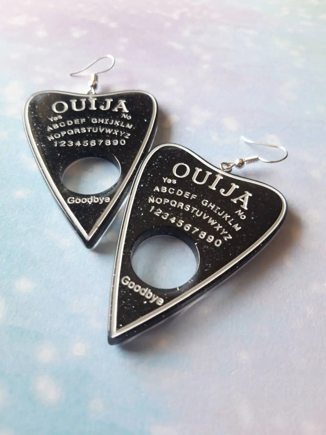 Black ouija board earrings quirky unique kawaii cute emo goth earrings