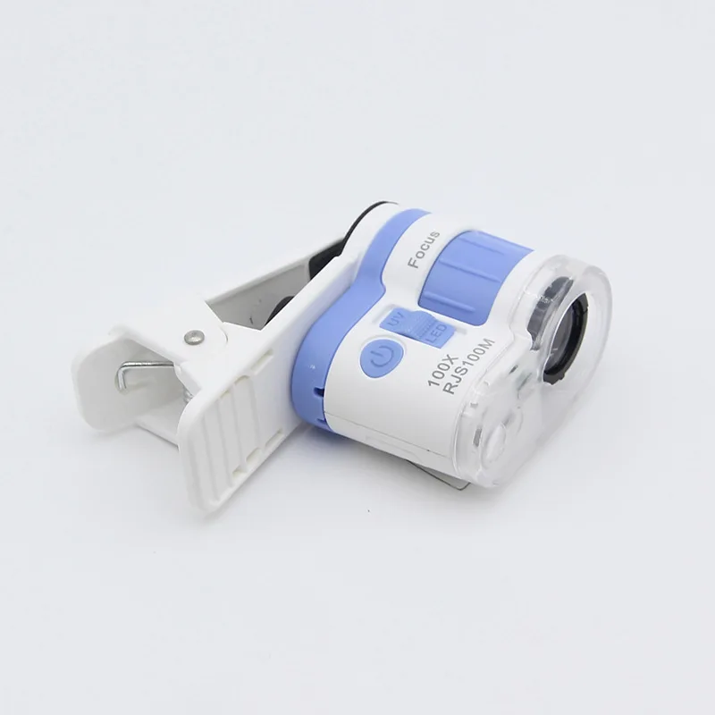 Equipped with A 100X Phone Holder, Led White Light, Uv Purple Light, Microscope, Portable Mini Magnifying Glass